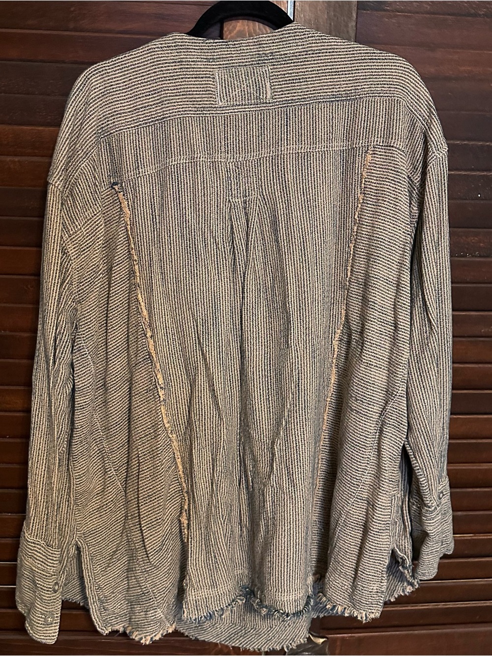 Free People We The Free By The Shore Slouchy Shirt Deep V-Neck Railroad Stripes - Picture 9 of 16